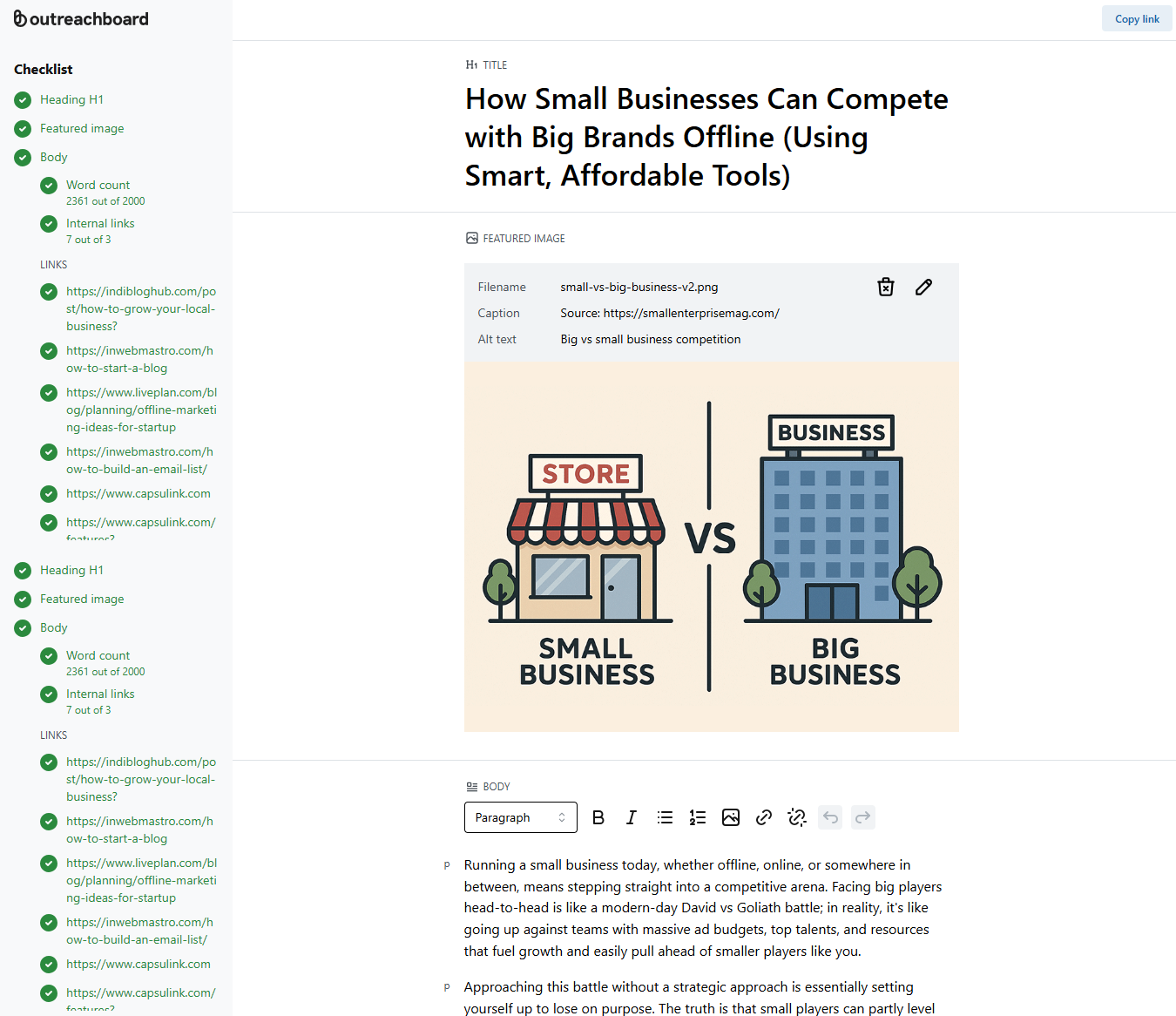 Outreach Board Editor Screenshot